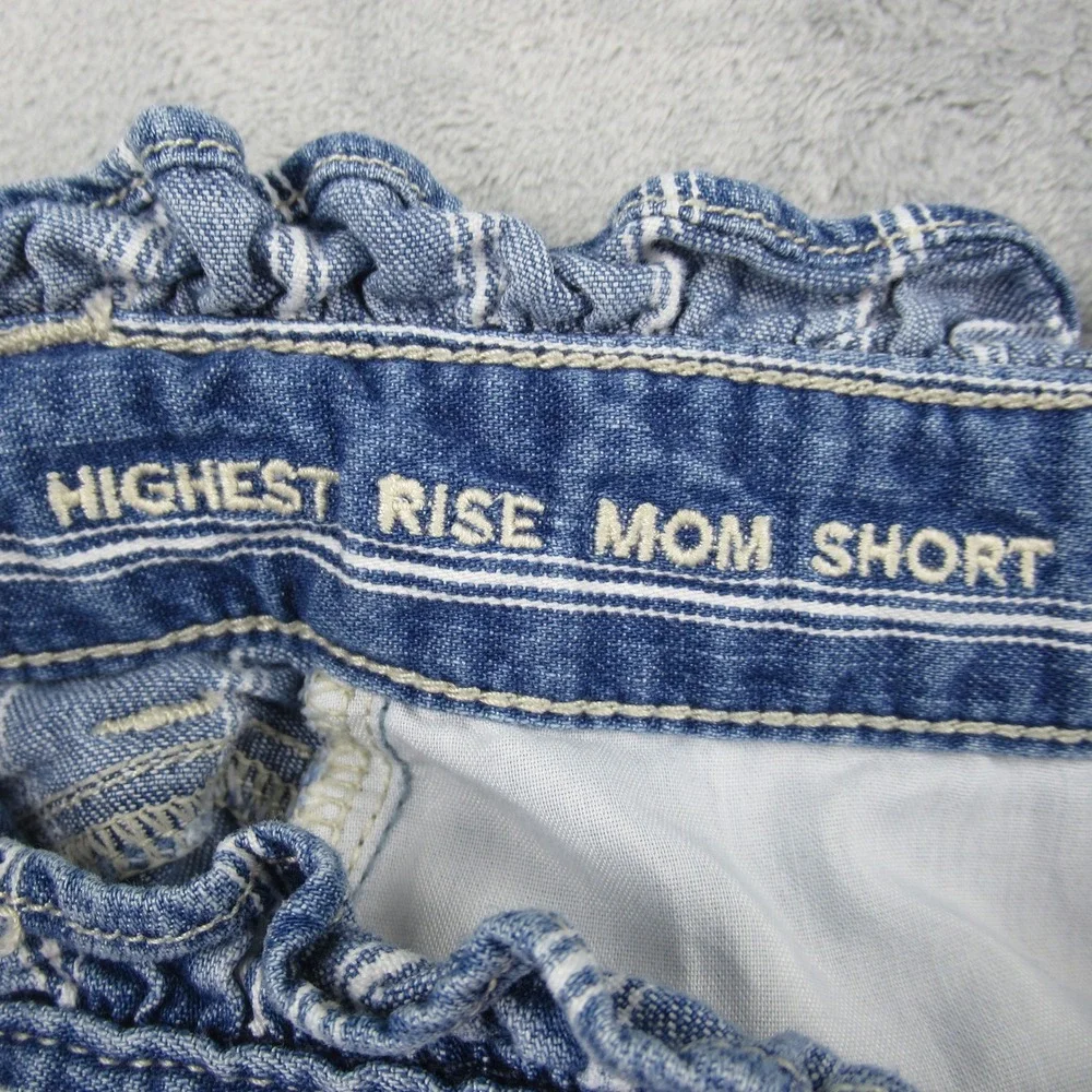 American Eagle Highest Rise Mom Short Womens 2 Blue White Striped Paperbag Waist